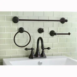 Outlet American Classic 4" Centerset Lavatory Faucet with Bathroom Accessory Package in Naples Bronze 4" Center Set