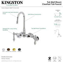 New Aqua Vintage AE81TX-P Adjustable Center Wall Mount Tub Faucet Tub Faucets