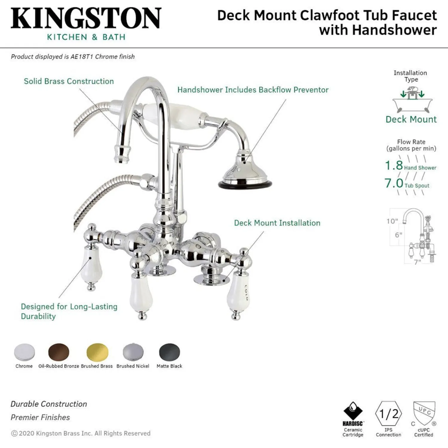 Clearance Aqua Vintage AE17TX-P Clawfoot Tub Faucet with Hand Shower Tub Faucets