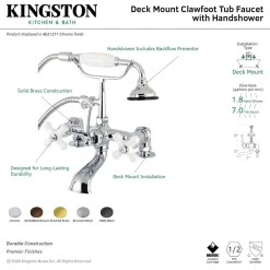 Hot Aqua Vintage AE211TX-P 7-Inch Tub Faucet with Hand Shower Tub Faucets