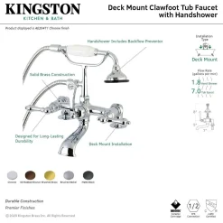 Clearance Aqua Vintage AE203TX-P 7-Inch Tub Faucet with Hand Shower Tub Faucets
