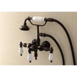Hot Aqua Vintage AE23TX-P 3-3/8-Inch Wall Mount Tub Faucet with Hand Shower Tub Faucets