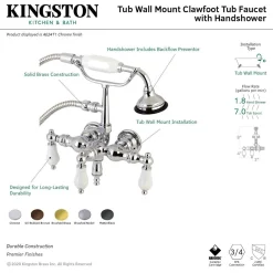 Hot Aqua Vintage AE23TX-P 3-3/8-Inch Wall Mount Tub Faucet with Hand Shower Tub Faucets