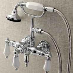 Hot Aqua Vintage AE23TX-P 3-3/8-Inch Wall Mount Tub Faucet with Hand Shower Tub Faucets