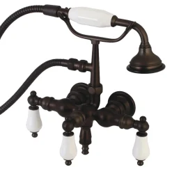 Hot Aqua Vintage AE23TX-P 3-3/8-Inch Wall Mount Tub Faucet with Hand Shower Tub Faucets
