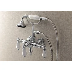 New Aqua Vintage AE21TX-P 3-3/8-Inch Wall Mount Tub Faucet with Hand Shower Tub Faucets