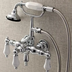 New Aqua Vintage AE21TX-P 3-3/8-Inch Wall Mount Tub Faucet with Hand Shower Tub Faucets