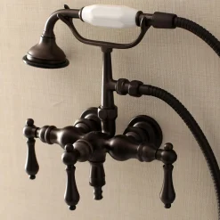 New Aqua Vintage AE19TX-P 3-3/8-Inch Wall Mount Tub Faucet with Hand Shower Tub Faucets