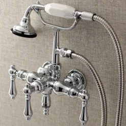 New Aqua Vintage AE19TX-P 3-3/8-Inch Wall Mount Tub Faucet with Hand Shower Tub Faucets