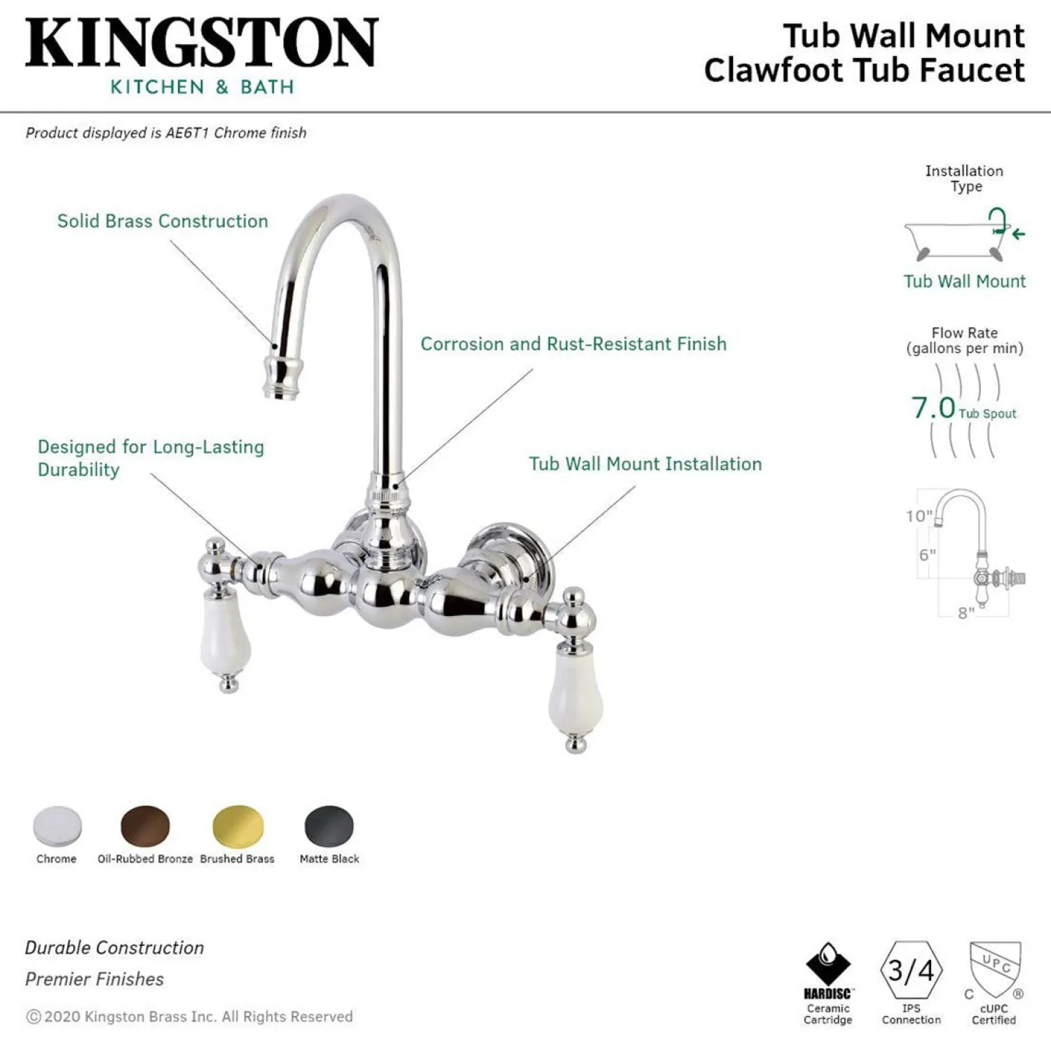Sale Aqua Vintage AE5TX-P Vintage 3-3/8-Inch Wall Mount Tub Faucet Tub Faucets