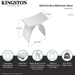 Hot Arched Bathroom Stool in Composite Matte White Shower Seats