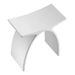 Hot Arched Bathroom Stool in Composite Matte White Shower Seats