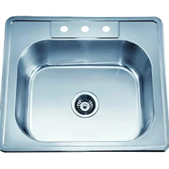 Sale Ast103 25" Single Bowl Topmount 20 Gauge Stainless Steel Kitchen Sink Drop-In / Top Mount Sinks|Stainless Steel Sinks
