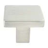 Hot Contemporary Advantage One Knob in Brushed Nickel - Square Knobs|Brushed Nickel Hardware
