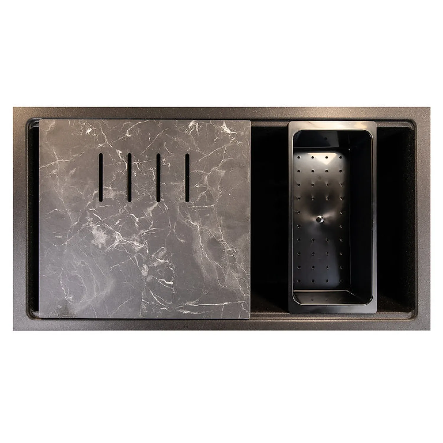 Hot 34" Black Composite Single Bowl Kitchen Workstation Sink Workstation Sinks|Single Bowl Sinks