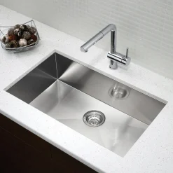Online 32" Quatrus Zero Radius Super Single Bowl Kitchen Sink Stainless Steel Sinks|Single Bowl Sinks