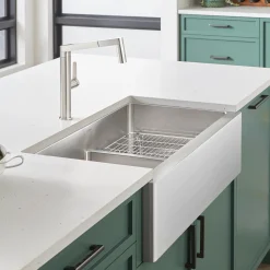 Clearance 33" Small Radius Stainless Steel Low Divide 60/40 Farmhouse Sink Stainless Steel Sinks|Double Bowl Sinks