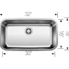 New Stellar 32" Super Single Bowl Stainless Steel Kitchen Sink Stainless Steel Sinks|Single Bowl Sinks