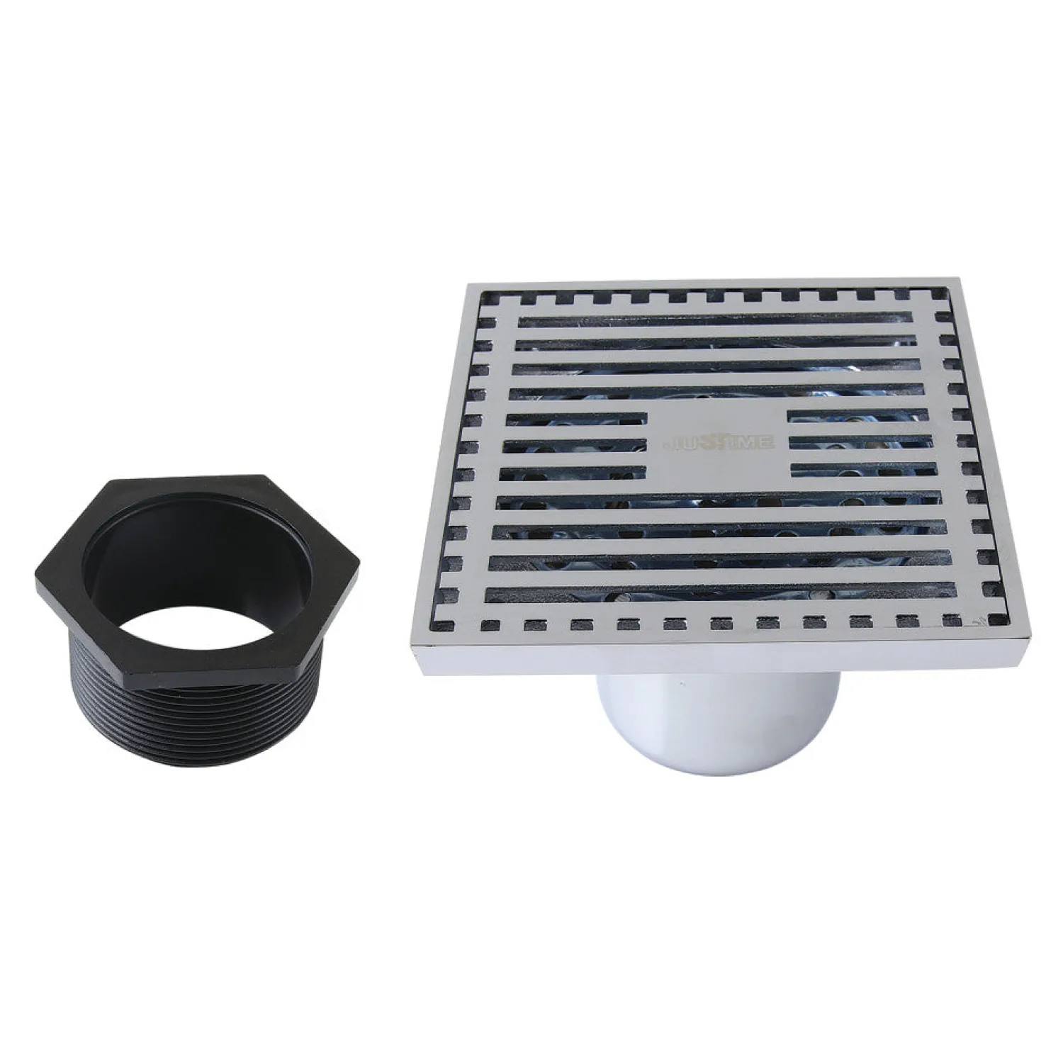 4" Brass Square Grid Shower Drain with Flange and Hair Trap Shower Drains