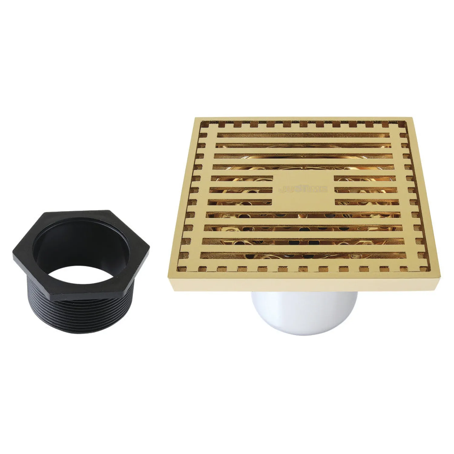 4" Brass Square Grid Shower Drain with Flange and Hair Trap Shower Drains