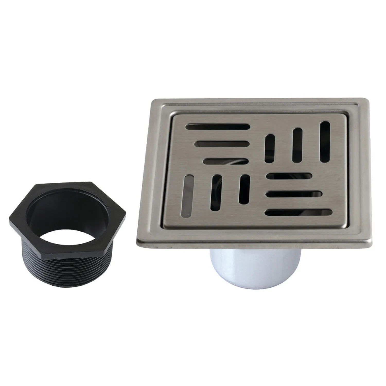4" Brass Square Grid Shower Drain with Flange and Hair Trap Shower Drains