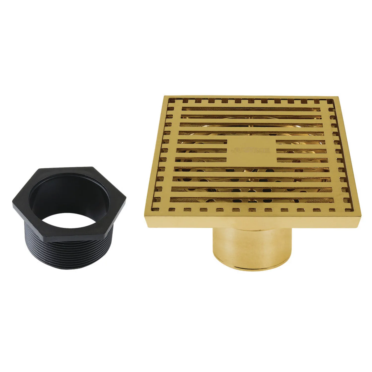 4" Brass Square Grid Shower Drain with Flange and Hair Trap Shower Drains