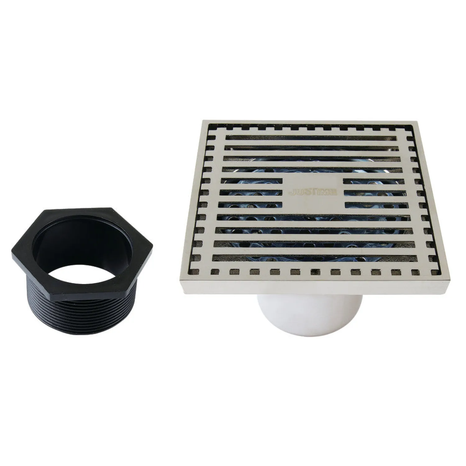 4" Brass Square Grid Shower Drain with Flange and Hair Trap Shower Drains