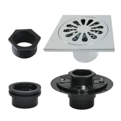 Clearance 4" Brass Square Grid Shower Drain with Flange Shower Drains