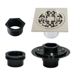 Sale 4" Brass Square Grid Shower Drain with Flange Shower Drains