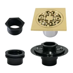 Sale 4" Brass Square Grid Shower Drain with Flange Shower Drains