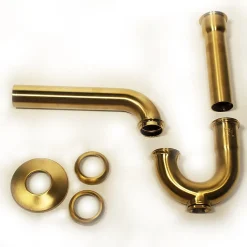 Clearance Brushed Satin Brass P-Trap for Bathroom and Utility Drains Laundry & Utility Sinks