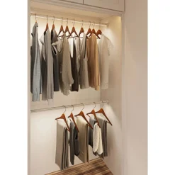 Closet Rod with Integrated LED Light in White Closet & Storage