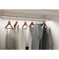 Closet Rod with Integrated LED Light in White Closet & Storage