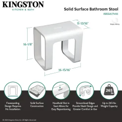 Hot Cube Bathroom Stool in Composite Matte White Shower Seats