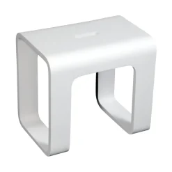 Hot Cube Bathroom Stool in Composite Matte White Shower Seats