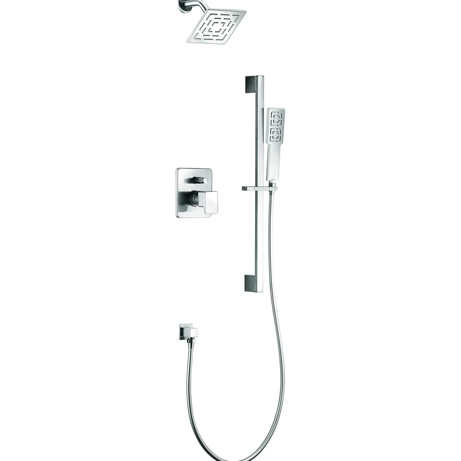 Discount Dawn Acadia Square Series Shower Combo Set Wall Mounted Rainhead with Slide Bar Handheld Shower Shower Systems
