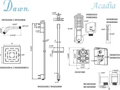 Discount Dawn Acadia Square Series Shower Combo Set Wall Mounted Rainhead with Slide Bar Handheld Shower Shower Systems