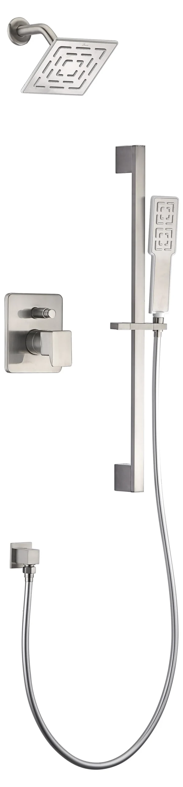 Discount Dawn Acadia Square Series Shower Combo Set Wall Mounted Rainhead with Slide Bar Handheld Shower Shower Systems