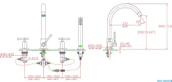 Online Dawn D162503 4-Hole Tub Filler with Personal Handshower and Lever Handles Tub Faucets