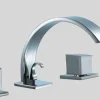 New Dawn D782262 4-Hole Tub Filler with Personal Handshower, Square Handles & Sheetflow Spout Tub Faucets