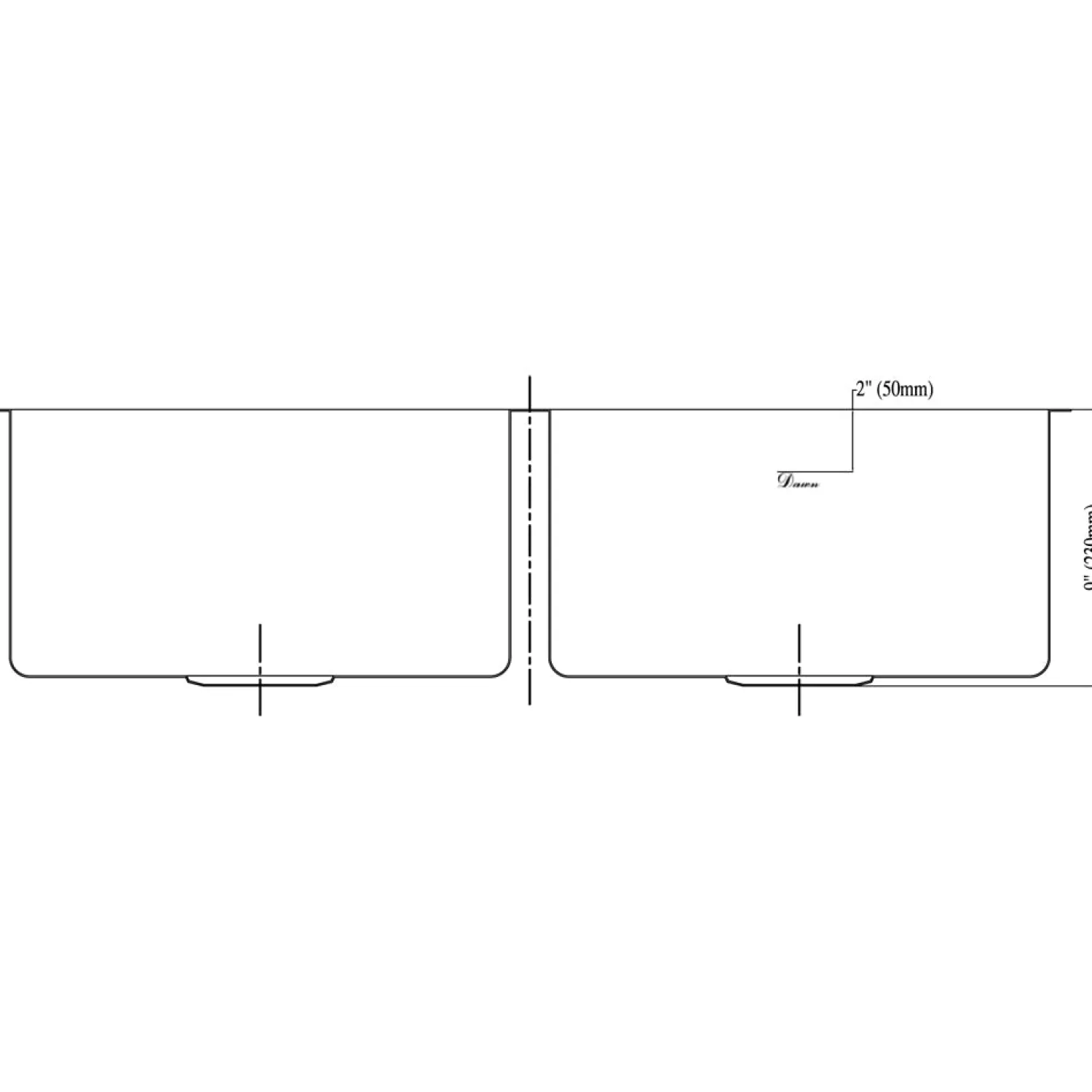 Clearance Dawn 35" Equal Double Bowl Undermount Kitchen Sink, with Small Radius Corners Stainless Steel Sinks|Double Bowl Sinks