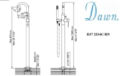 Dawn Floor Mount Freestanding Bathtub Filler Faucet with Hand Held Shower Tub Faucets
