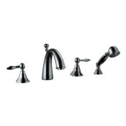 Best Dawn 4-Hole Tub Filler with Personal Handshower in Chrome and Lever Handles Tub Faucets