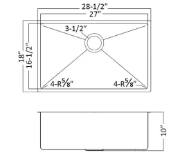 Online Dawn 29" Single Bowl Undermount 18 Gauge Stainless Steel Kitchen Sink Stainless Steel Sinks|Single Bowl Sinks