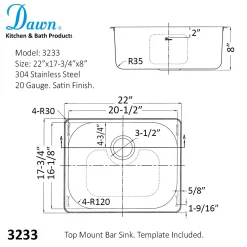Discount Dawn Top Mount Single Bowl Bar Sink Sinks For Tight Spaces|Bar / Prep Sinks