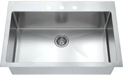 Dawn Top Mount Single Bowl Sink with Three Pre-cut Faucet Holes Drop-In / Top Mount Sinks|Stainless Steel Sinks