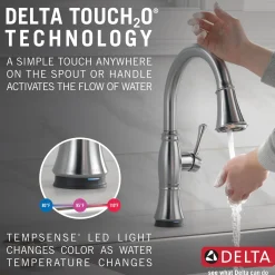 Online Cassidy Single Handle Pull-Down Kitchen Faucet with TouchO and ShieldSpray Touchless, Sensor And Tap Activated Kitchen Faucets