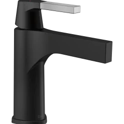 Discount Zura Single Handle Bathroom Faucet with Drain in Chrome and Black Single Hole