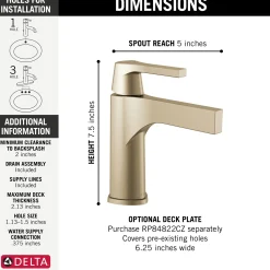 Online Zura Single Handle Bathroom Faucet with Drain in Champagne Bronze Single Hole