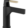 Outlet Zura Single Handle Bathroom Faucet with Drain in Black and Champagne Bronze Single Hole